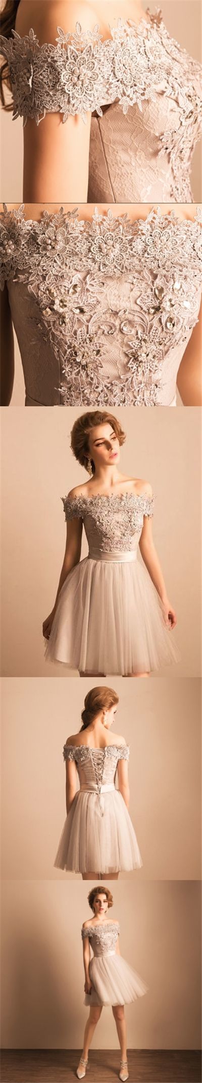 Homecoming Dresses Off-the-shoulder Lace Short Prom Dress Party Dress Pegeant Dress,High Quality