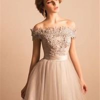 Homecoming Dresses Off-the-shoulder Lace Short Prom Dress Party Dress Pegeant Dress,High Quality - Thumbnail 1