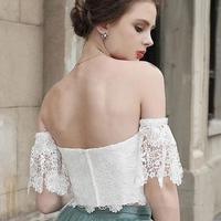 White lace Top two pieces short prom dress,tulle homecoming dresses - Thumbnail 2