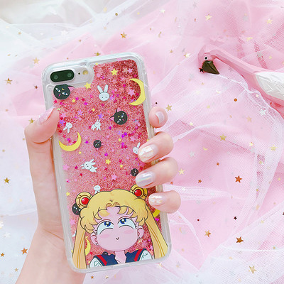 Sailor moon usagi quicksand phone case for iphone 6/6s/6plus/7/7plus/8/8p/x/xs/xr/xs max