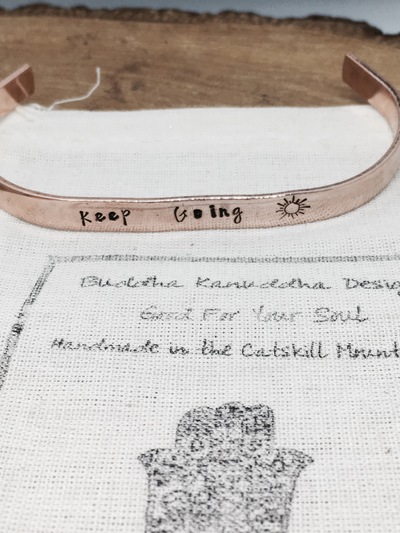 Keep Going Hand Stamped Bracelet Copper