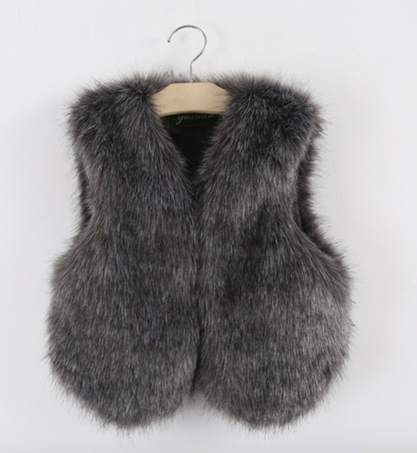 Oh Happy Gray Faux Fur Vest