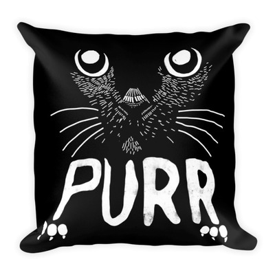 Purr the cat square pillow