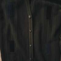 CLAIMED @zomgfish - Vintage 80s Olive Green Slouchy Cardigan with Suede Patches  - Thumbnail 1