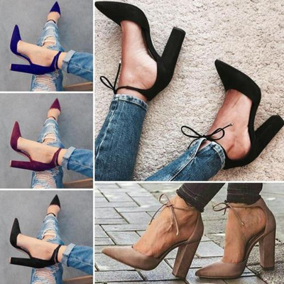 Kristy black chunky pointed heels