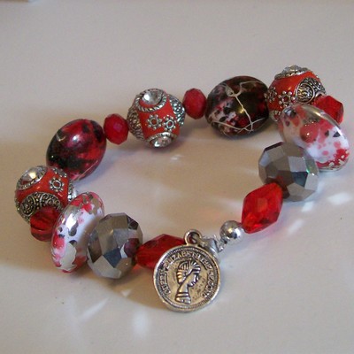 Red beaded stretch bracelet