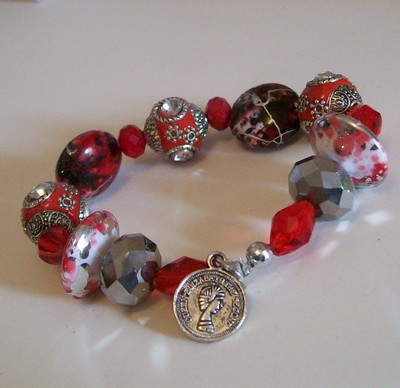 Red Beaded Stretch bracelet