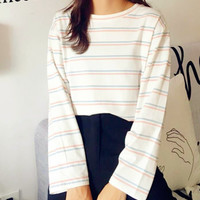 Pastel Striped Long Sleeve T-shirt - Thumbnail 4
