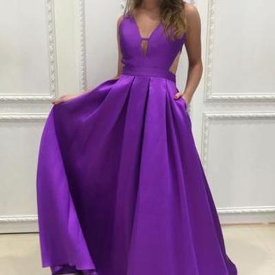 Z176 v-neck a-line sleeveless charming backless prom dress