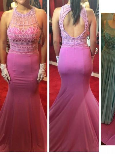 Z178 Halter Mermaid Charming Backless Prom Dress