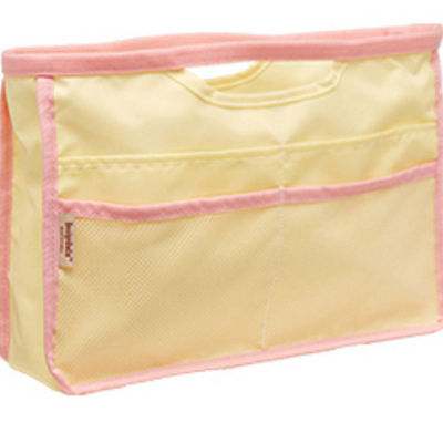 Yellow color secret organizer bag nylon purse nice to insert inside bags