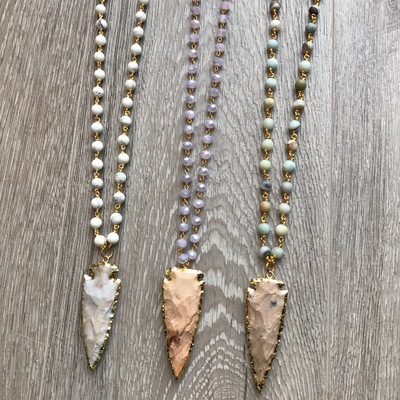 Beaded arrowhead necklace
