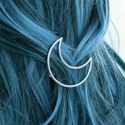 Silver moon hair clip