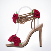 Pretty Red roses high-heeled shoes - Thumbnail 1