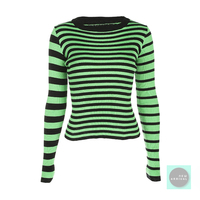 Free Shipping-RETRO STYLE NEON GREEN LONG SLEEVE TEE - Thumbnail 1