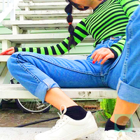 Free Shipping-RETRO STYLE NEON GREEN LONG SLEEVE TEE - Thumbnail 2