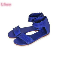 Ladies flat leather breathable sandals - Thumbnail 1