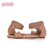 Ladies flat leather breathable sandals - Thumbnail 3