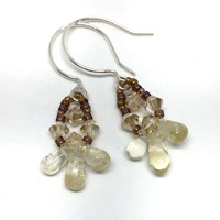 Citrine Drops and Crystal Earrings on Sterling Silver Ear Hooks - Thumbnail 1