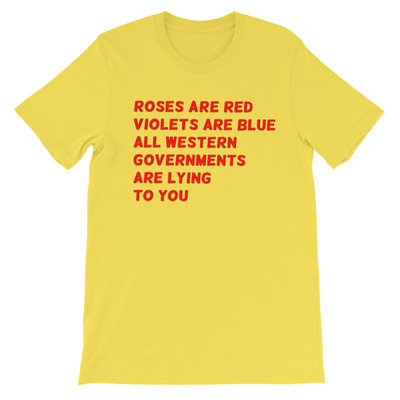 Roses are red yellow short-sleeve unisex t-shirt