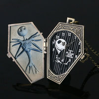 Nightmare Before Christmas Quartz Pocket Watch Retro Antique Pendant Necklace - Thumbnail 3