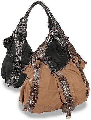 "Kita" Black Satchel w/ faux leather trim-CLEARANCE