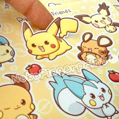 Pikachu and friends kiss-cut sticker set