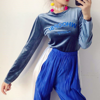 Free Shipping - WHOOPS Printed Velvet Long Sleeved T-shirt - Thumbnail 3