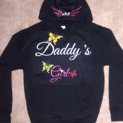 Butterfly daddy's girl. (black,white,yellow,pink/whiteglitter,limegreen,red&purple) pullover hoodie.