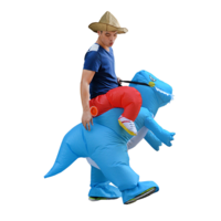 3 Colors Dinosaur Costume Adult Inflatable Costumes Halloween Funny Party Dress Jumpsuit Blown up - Thumbnail 2