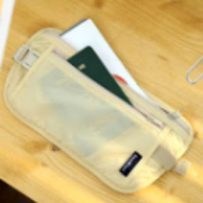 Beige color organizer travel convenient multiple use waist bag