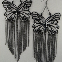 Large Butterfly Earring W/Medium Chains - Thumbnail 1