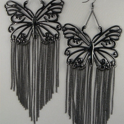 Large butterfly earring w/medium chains