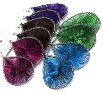 Tear drop threaded wire earrings