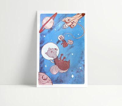 11"x 17"Squirrels In Space Print 