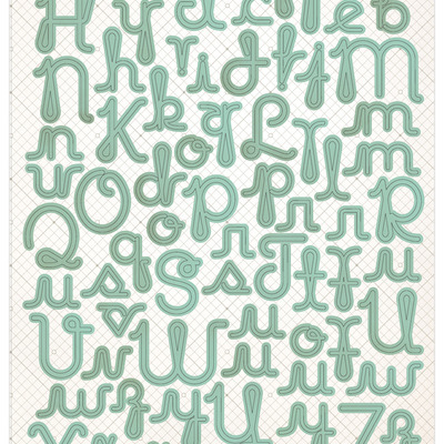 Studio calico seafoam letter stickers 6x12"
