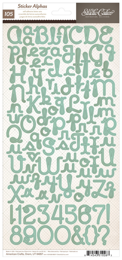 Studio Calico Seafoam Letter Stickers 6x12"