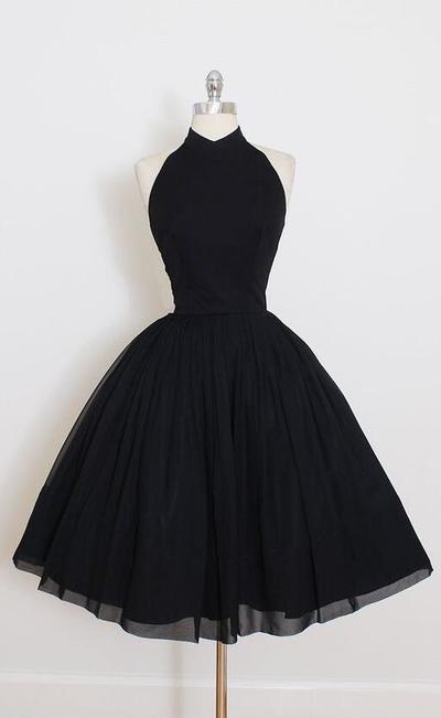 Sexy Halter Homecoming Dress,Black Chiffon Prom Dress,Short Mini Party Dress,High Quality Prom Dresses