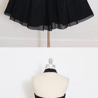 Sexy Halter Homecoming Dress,Black Chiffon Prom Dress,Short Mini Party Dress,High Quality Prom Dresses - Thumbnail 3