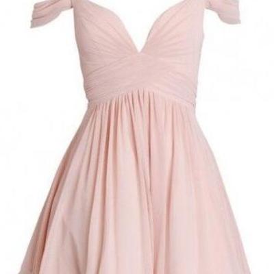 Simple chiffon prom dress,charming prom dress,short bridesmaid dress