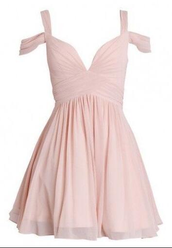 Simple Chiffon Prom Dress,Charming Prom Dress,Short Bridesmaid Dress