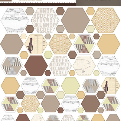 Studio calico brown hexagons 6x7"