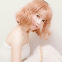 Harajuku Air Bang Pink Gold Mixed Curly Short Wig Halloween Party Cosplay - Thumbnail 1