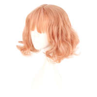 Harajuku Air Bang Pink Gold Mixed Curly Short Wig Halloween Party Cosplay - Thumbnail 3