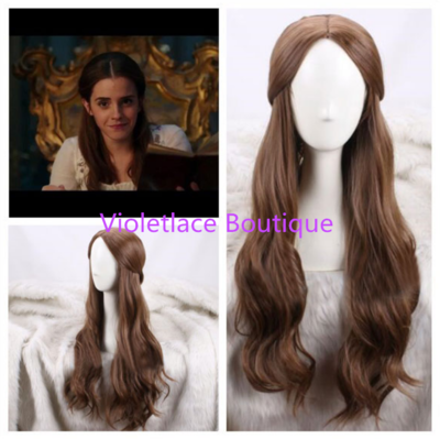 Movie Beauty and the Beast Princess Belle Brown Cosplay Wig