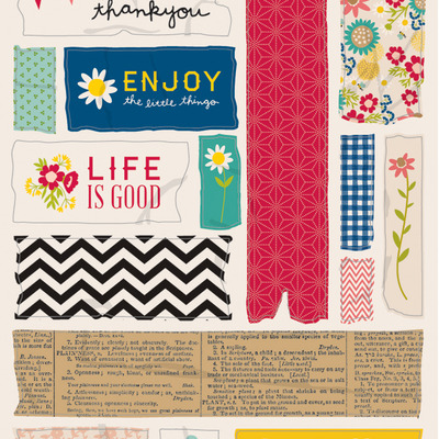 Pebbles walnut grove masking tape stickers 4x7"