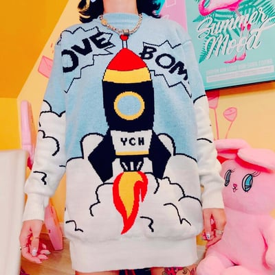 Harajuku O-neck Rocket Loose Sweater