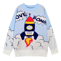 Harajuku O-neck Rocket Loose Sweater - Thumbnail 1