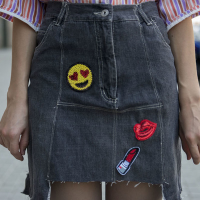 "hongdae vibes" short denim skirt