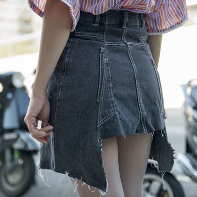 "hongdae vibes" short denim skirt